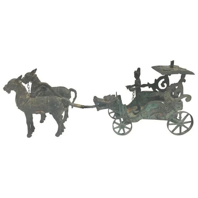 Antique Asian Bronze Chariot With Dragon Head Pulled by Horses For Sale - Image 13 of 13