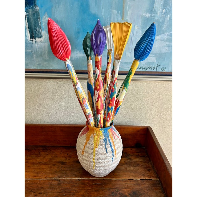 Blue Vintage Italian Pop Art "Bouquet of Paintbrushes" Sculpture – Attributed to Livio De Marchi For Sale - Image 8 of 14