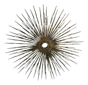 1970s Silas Seandel Attributed Brutalist Goldtone Metal Starburst Wall Sculpture