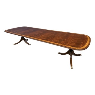 Traditional Georgian Style Multi-Banded Mahogany Dining Table by Leighton Hall - Showroom Sample For Sale