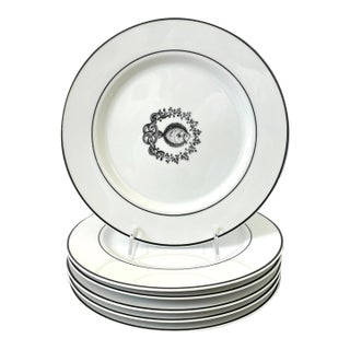 VTG Set of 6 Hand-Painted Fish Dinner Plates . Black and White. Signed. 10.5” For Sale