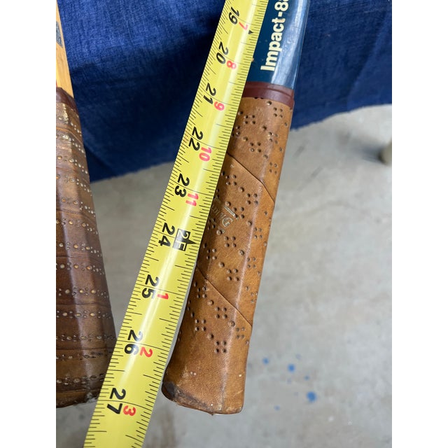 Trio of Vintage Wooden Spalding Tennis Rackets With Clamp For Sale - Image 4 of 10