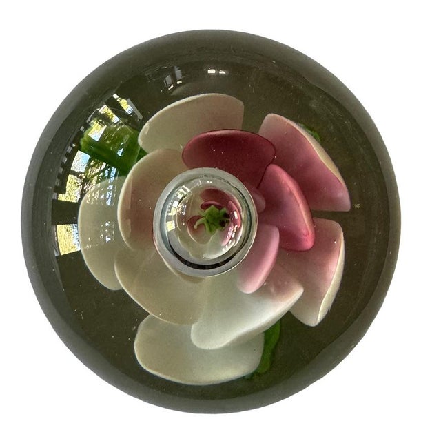 Mid-Century Lampworked Plumeria Flower & Frog Paperweight For Sale - Image 9 of 14