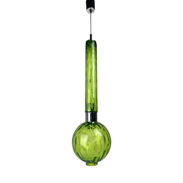Large Mid-Century Green Glass Tube Pendant from Staff Leuchten, 1960s-1970s For Sale