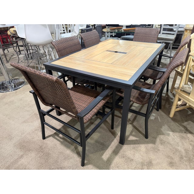 Designed for stylish outdoor entertaining, this six-piece patio dining set blends durability, comfort, and contemporary...
