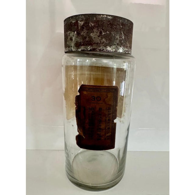 French Antique French Apothecary Jar “Acide Borique Pulv:” – 19th Century Glass Pharmacy Bottle With Original Label For Sale - Image 3 of 7