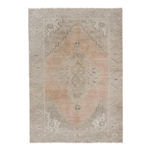 Turkish Pink Oushak Wool Rug