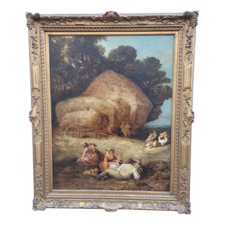 William I Shayer Senior, Picnic During the Harvest, 19th Century, Oil on Canvas, Framed For Sale