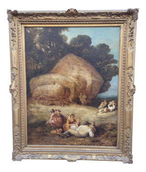 William I Shayer Senior, Picnic During the Harvest, 19th Century, Oil on Canvas, Framed