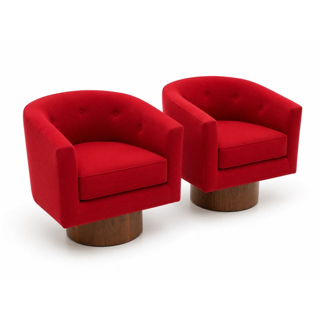 Mid Century Modern Swivel Lounge Chairs For Sale - Image 4 of 6