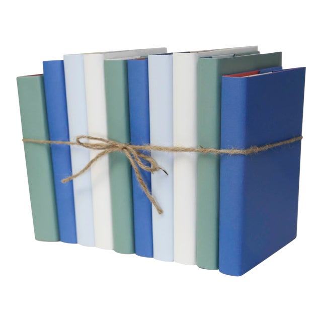 Decorative Books - Ocean Paper Wrapped Book Bundle - 1 Foot of Blue Books For Sale