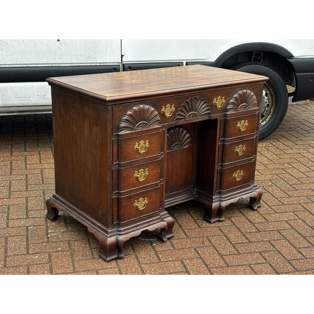 Edwardian Mahogany Desk with Brass Handles For Sale - Image 5 of 17