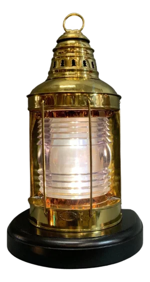 F.H. Lovell Co. Solid Brass Ships Lantern with Fresnel Glass Lens