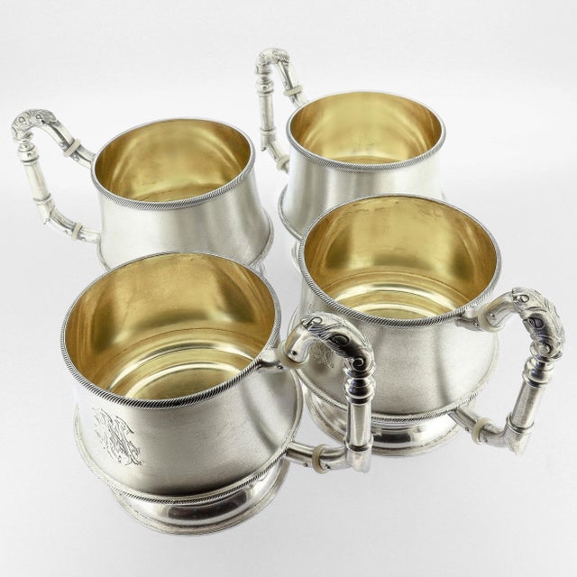 Set of 4 Antique German Gilt 84 Zolotnik Silver Tea/Vodka Mugs by E. Goldschmidtr For Sale - Image 13 of 14
