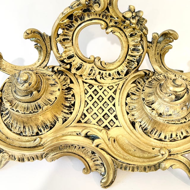 Vintage Brass Double Inkwell For Sale In New York - Image 6 of 8