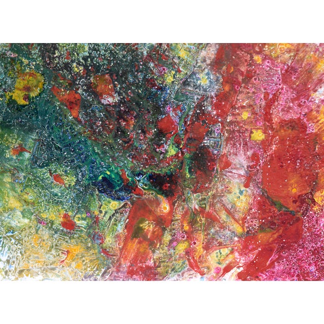 Textile Green, Yellow, Red - Textured Expressionist Composition in Acrylic on Canvas by Charles David Francis For Sale - Image 7 of 10