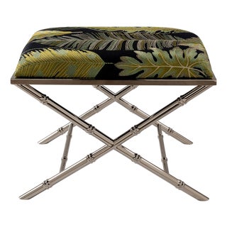 Lauderdale Nickel Bamboo Leg Bench, Forest For Sale