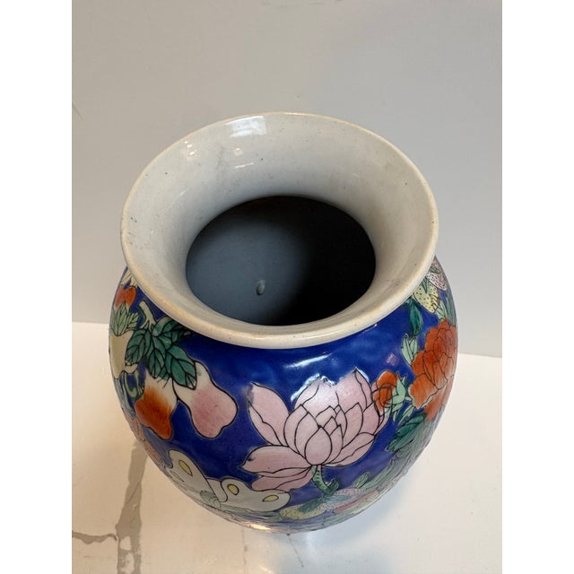 Vintage Chinoiserie Hand Painted Vase For Sale - Image 9 of 10