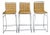 Set of 3 Modern Rattan and Chrome Barstools For Sale