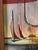 Mid 20th Century Midcentury Surrealist Painting of Crawling Woman by the Ocean With Sailboats, Framed For Sale - Image 5 of 6