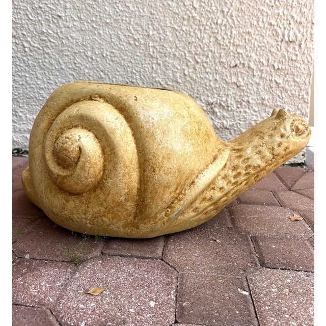 Ceramic Large Snail Terra Cotta Glazed Planter For Sale - Image 7 of 13