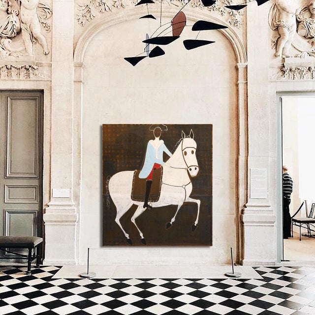 Contemporary Large Contemporary Equestrian Oil Painting. Horse Painting 200 X 180 Cm (Goya) For Sale - Image 3 of 13