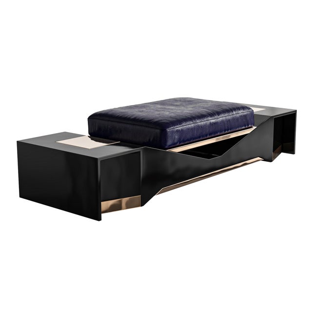 Not Yet Made - Made To Order "Castel Madama" Ottoman With Stainless Steel and Bronze Details For Sale - Image 5 of 6