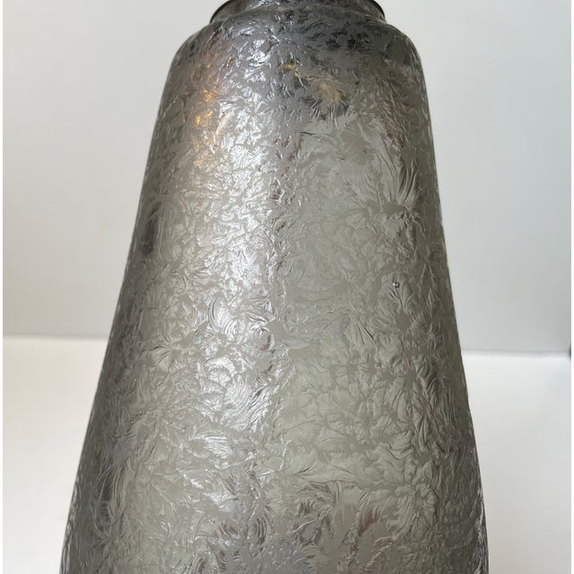 Gray Art Deco Grey Ice Flower Glass Table Lamp by Jacob E. Bang for Holmegaard, 1920s For Sale - Image 8 of 14