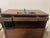 18th century Antique Korean hardwood money chest or trunk with original hand-forged iron latch plate with a pierced...