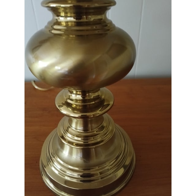 Vintage Solid Brass Table Lamp With Square Shade – Classic Traditional Elegance For Sale In Buffalo - Image 6 of 12