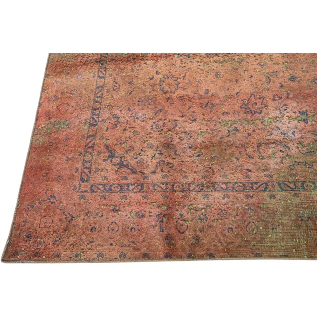 Vintage Overdyed Handmade Rust Floral Wool Rug For Sale In New York - Image 6 of 12