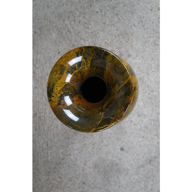 20th Century Chinese Yellow Green Natural Jade Carved & Polished Marble Vase Urn For Sale - Image 4 of 9