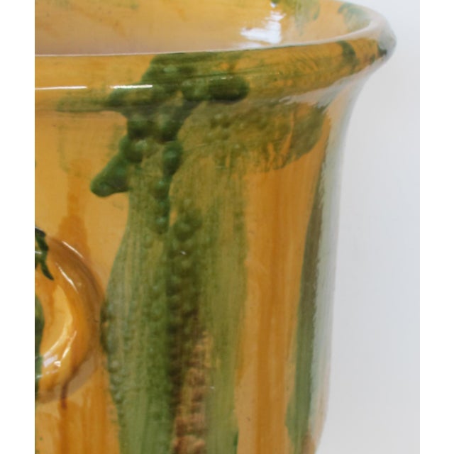 French Anduze Style Pottery Garden Pot with Yellow, Green and Brown