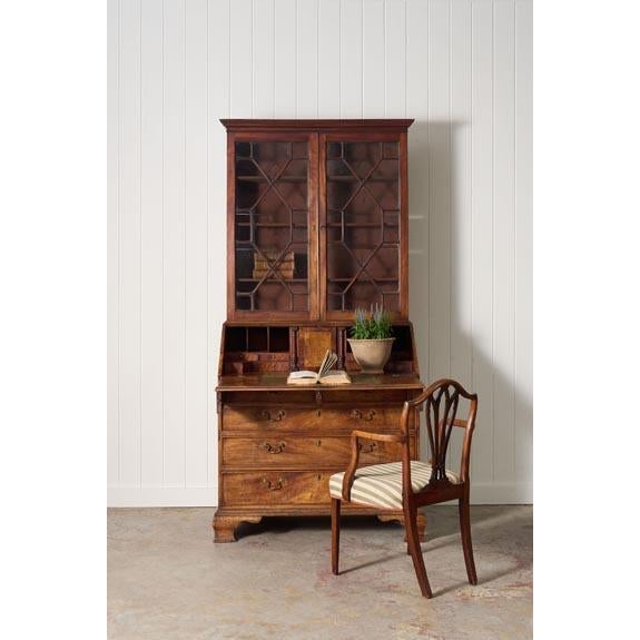 Early 19th Century Astral Glazed Burl Mahogany Bureau Bookcase