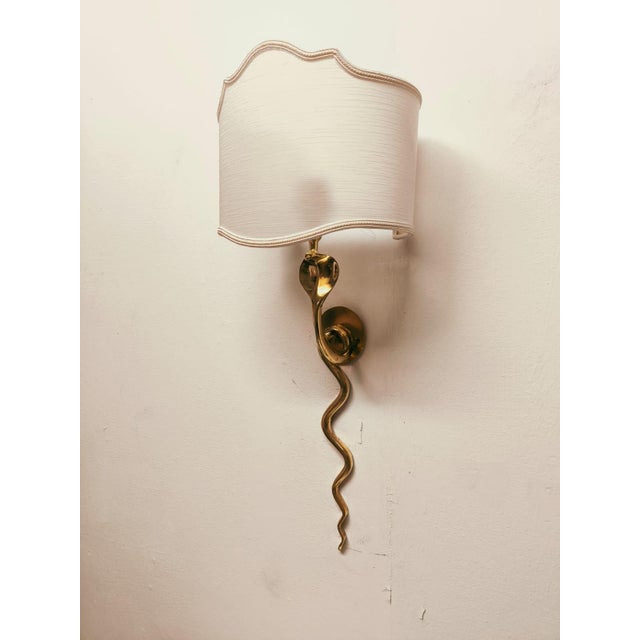 1930s Brass Cobra Wall Light with Fan, 1930s For Sale - Image 5 of 13