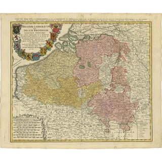 Antique Map of Belgium and Luxembourg by Homann Heirs, 1747 For Sale