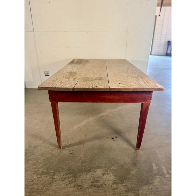 Brick Red Antique Hickory Farm Table For Sale - Image 8 of 10