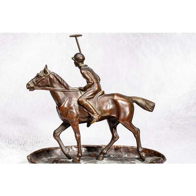 Antique Austrian Bronze Horse Polo Player Statue Sculpture Catchall Equestrian Desk Jewelry Dresser Home Decor For Sale - Image 10 of 17
