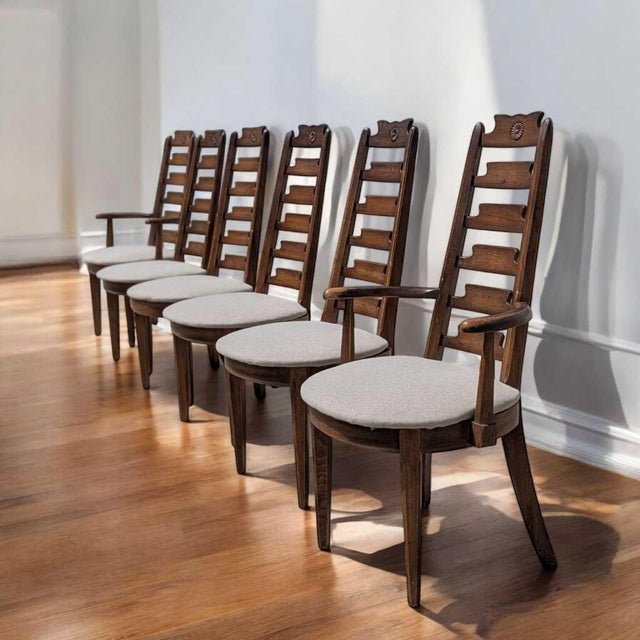 Mid-Century Modern Wooden Dining Chairs Attributed to American Furniture , Set of 6 For Sale - Image 4 of 16