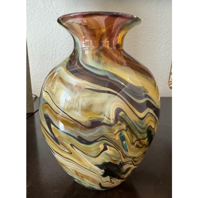 Modern Hand-Blown Art Glass Vase by Christopher Jefferies – Signed – 6.5" Tall For Sale - Image 3 of 11
