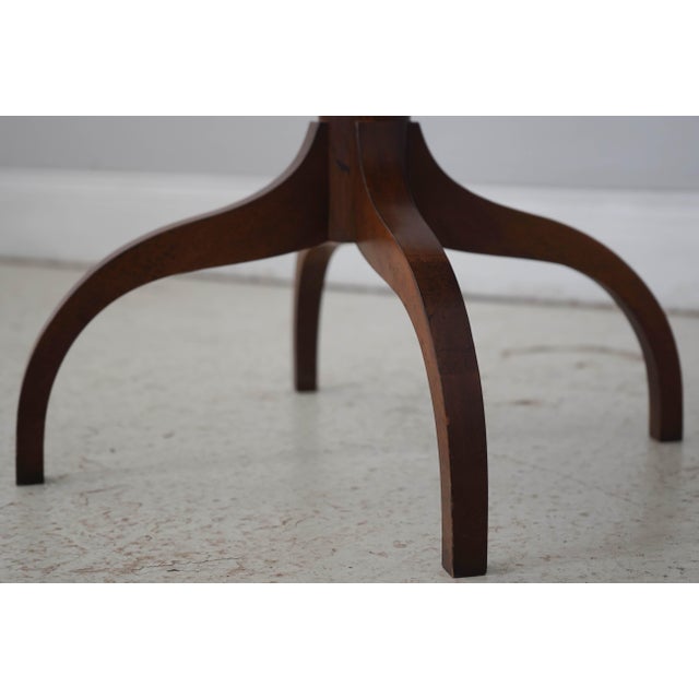 Round Burl Walnut & Mahogany 1 Drawer Pedestal Table For Sale - Image 10 of 17
