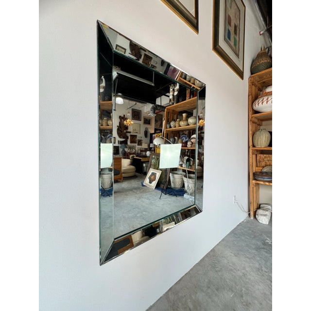 Large Vintage Hollywood Regency Style Beveled Glass Wall Mirror/ Sold For Sale In Miami - Image 6 of 12