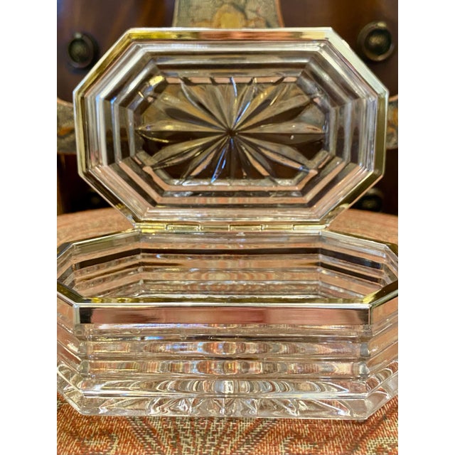 Vintage Octagonal Hinged Crystal Glass Box For Sale - Image 10 of 10