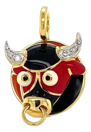 Aaron Basha Diamond Enamel Zodiac Taurus Ox Charm Pendant