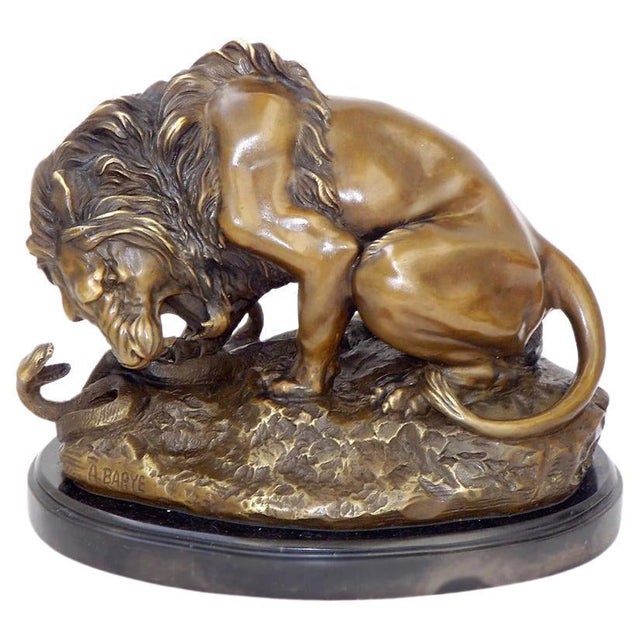 Metal Art Deco Bronze Lion Sculpture For Sale - Image 7 of 7