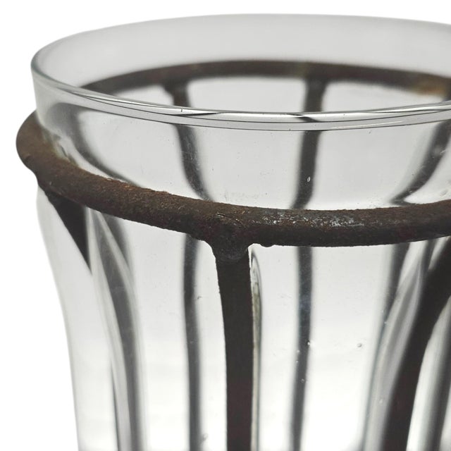 Late 20th Century Mexican Rustic Caged Glass and Weathered Iron Vase For Sale In San Francisco - Image 6 of 8