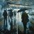 London in Shades of Blue by Lindsey Kustusch | Oil on wood panel People walking with umbrellas in rain. For Sale