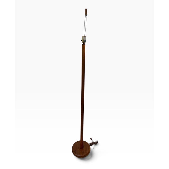 1960s Mid 20th Century Danish Modern Black Accent Teak Floor Lamp For Sale - Image 5 of 6