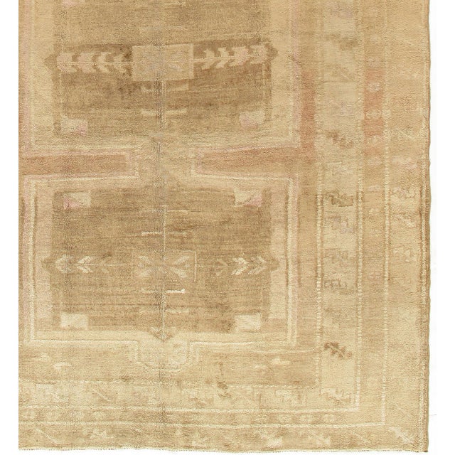 Textile Vintage Circa 1940 Tan Turkish Oushak Area Rug, 6ft 6in X 12ft 4in For Sale - Image 7 of 8