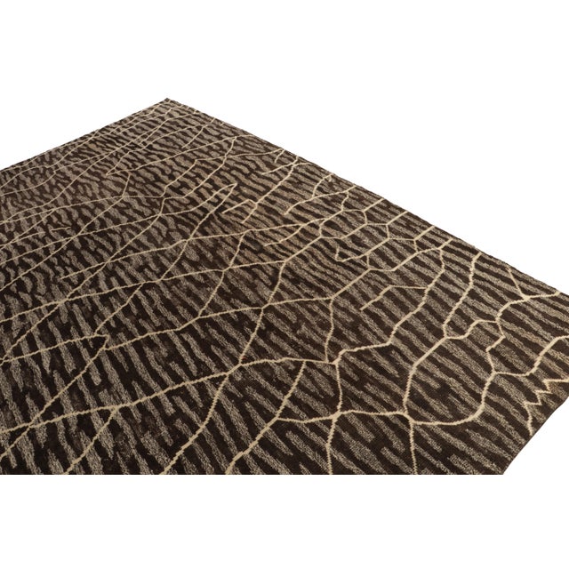 Rug & Kilim Moroccan Style Rug in Brown & Off White Tribal Pattern by Rug & Kilim For Sale - Image 4 of 6